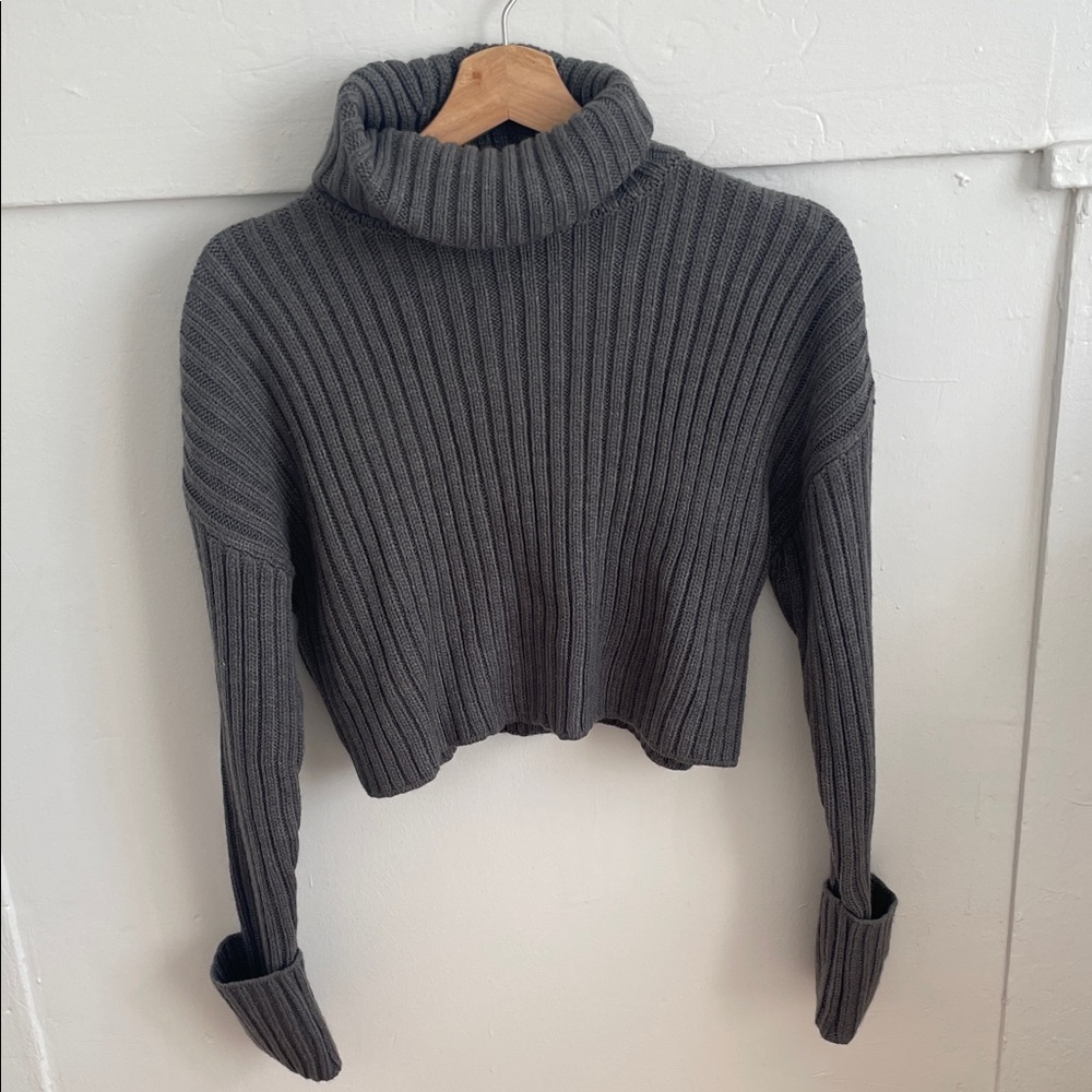 Calliope Crop Turtleneck Gray Jumper
